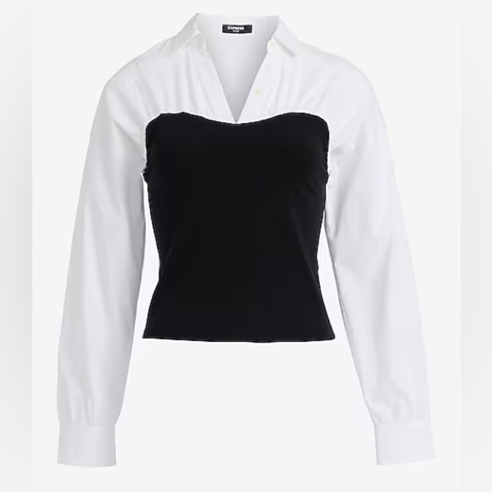 NWT express Layered Tube V-Neck Long Sleeve Top size small